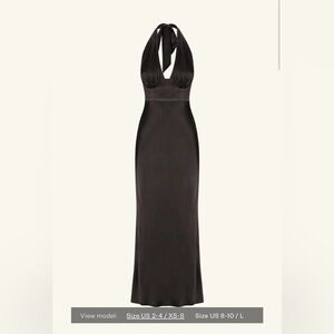 Shona Joy | La Lune Plunged Halter Midi Dress | Size US 4 | Black